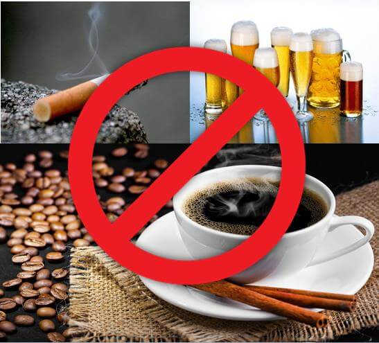 Các chất kích thích như rượu, bia, thuốc lá
